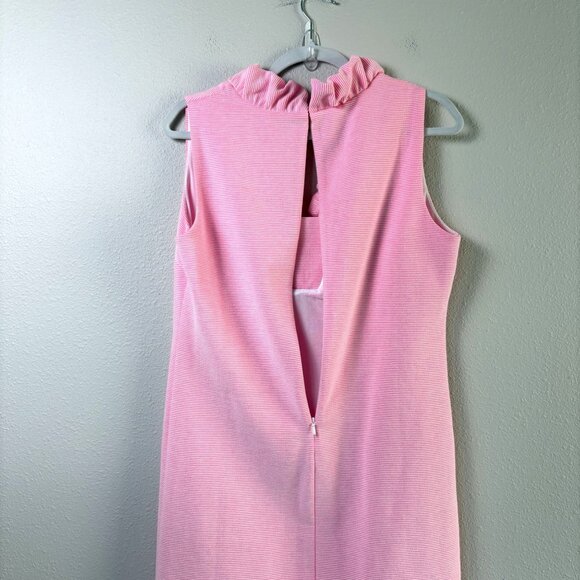 Lilly Pulitzer Tisbury Sleeveless Shift Dress Size L Pink Stripe V Neck Preppy - Picture 4 of 10